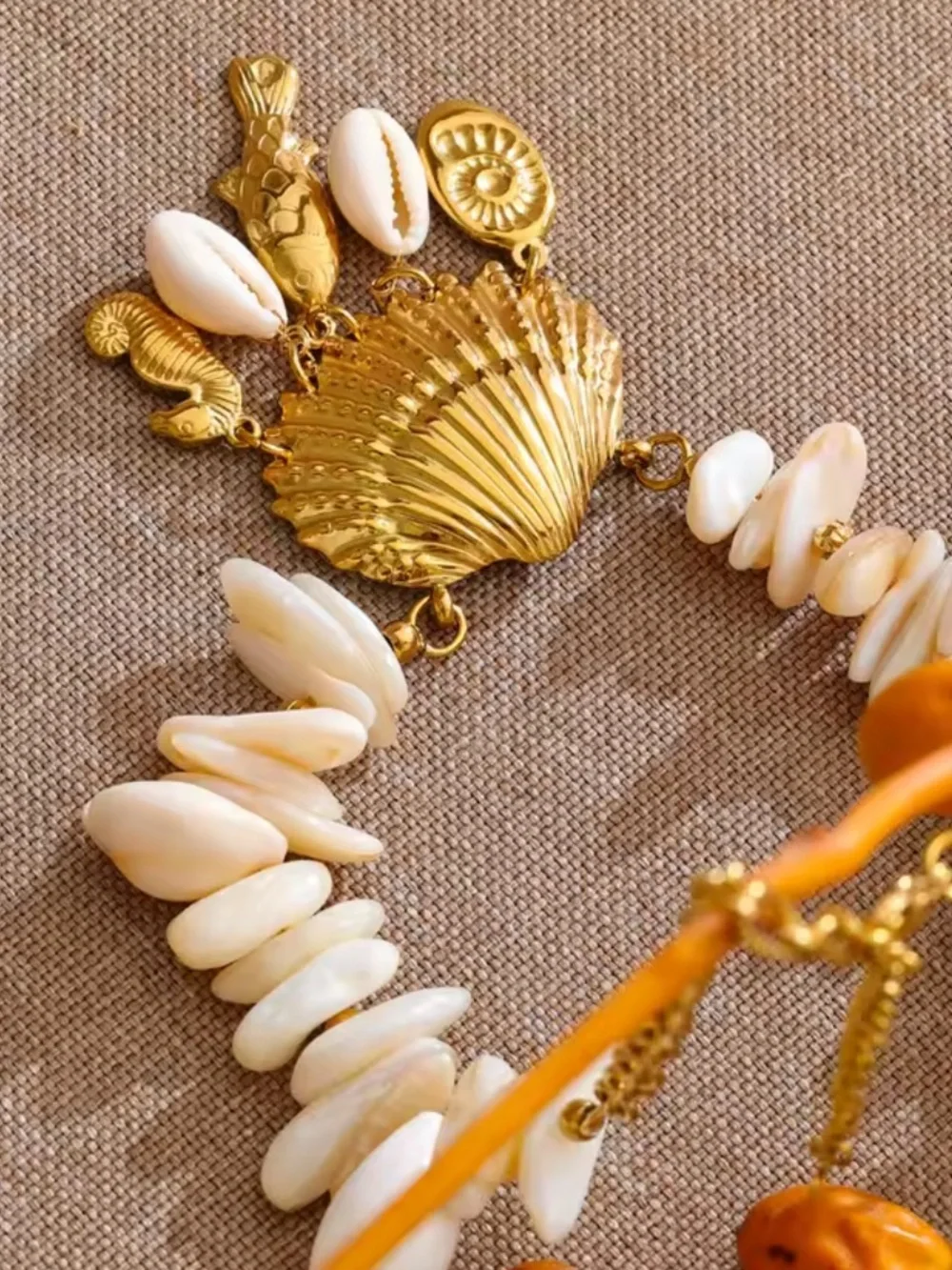 Couture Gold Shell White Mother-of-Pearl Necklace